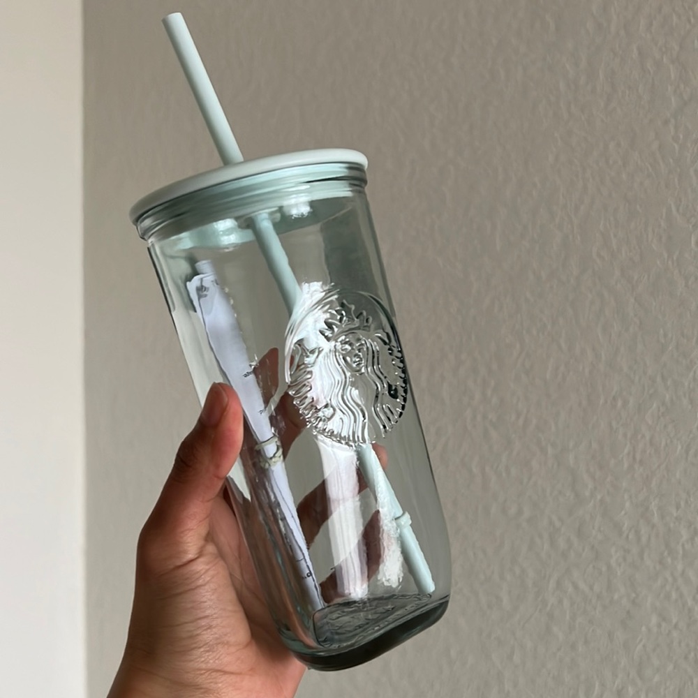 Starbucks Recycled Glass Cup with Straw Lid